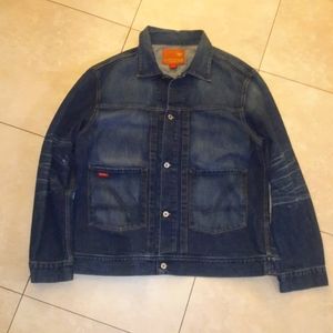 Vtg guess jeans denim element men's jacket blue .